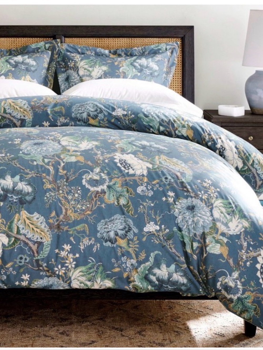 NIP Pottery Barn Dahlia Floral Cotton Sateen Duvet Cover & Two Standard Shams
